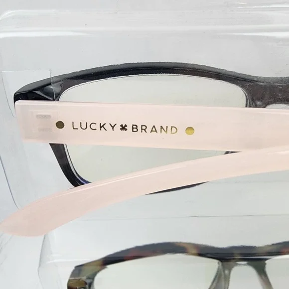 2 Pair Lucky Brand Blue Light Filtering Glasses +0.00 Tortoise Pink & Teal style - Picture 5 of 8